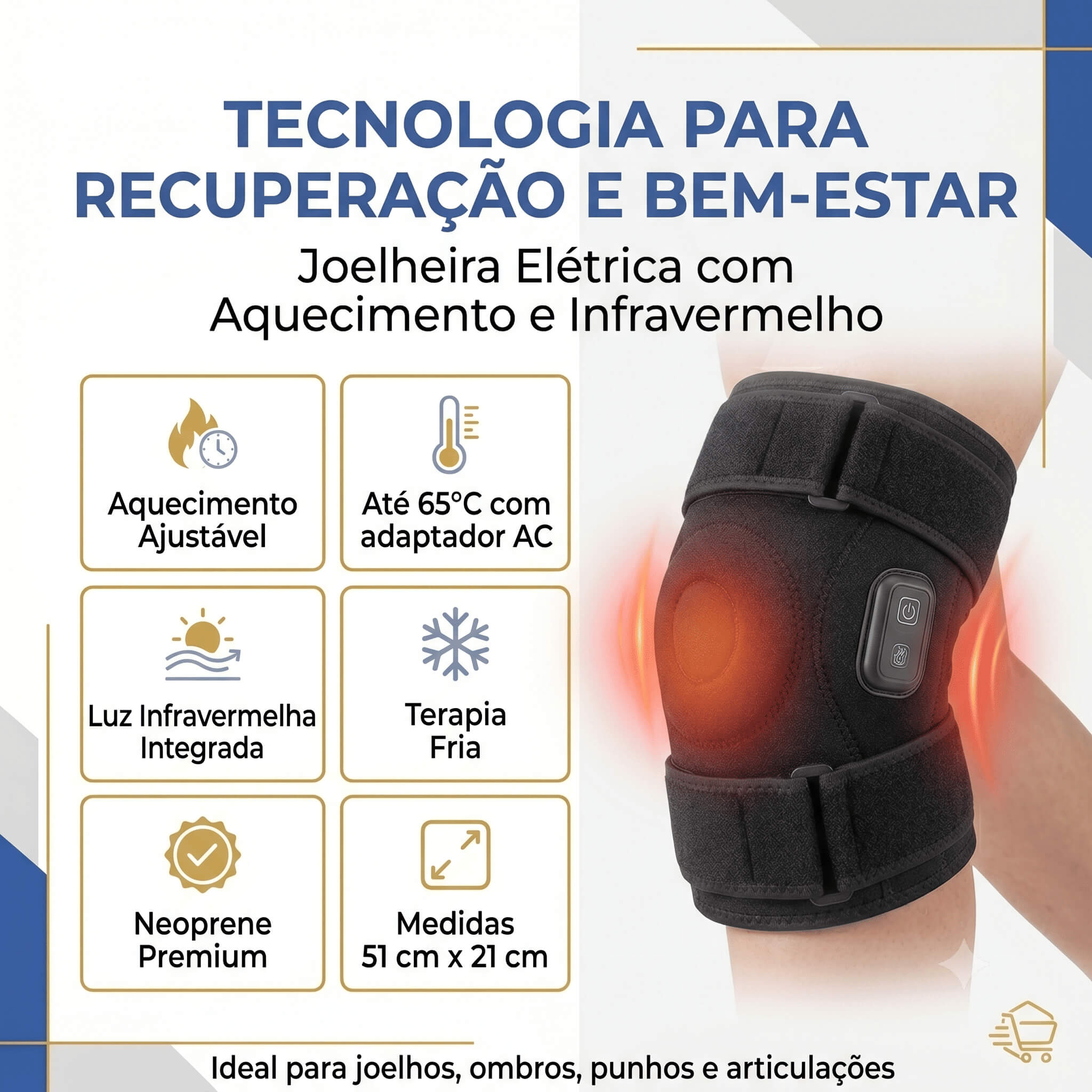 VivaTherm: Joelheira Elétrica com Aquecimento USB – Alívio e Conforto para Seu Joelho