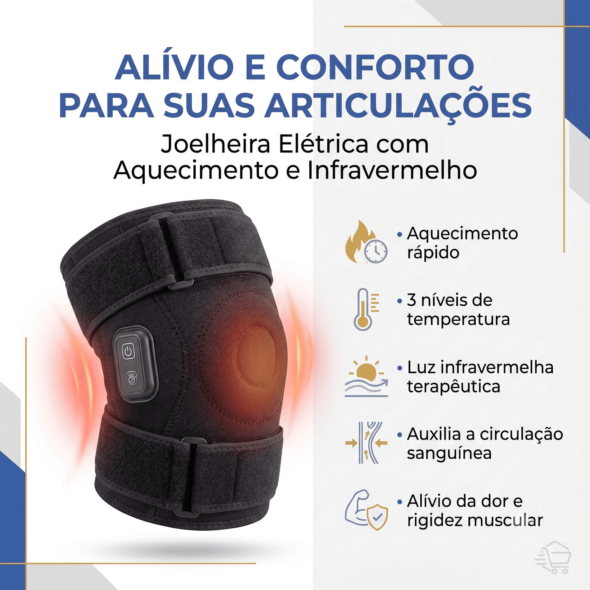 VivaTherm: Joelheira Elétrica com Aquecimento USB – Alívio e Conforto para Seu Joelho