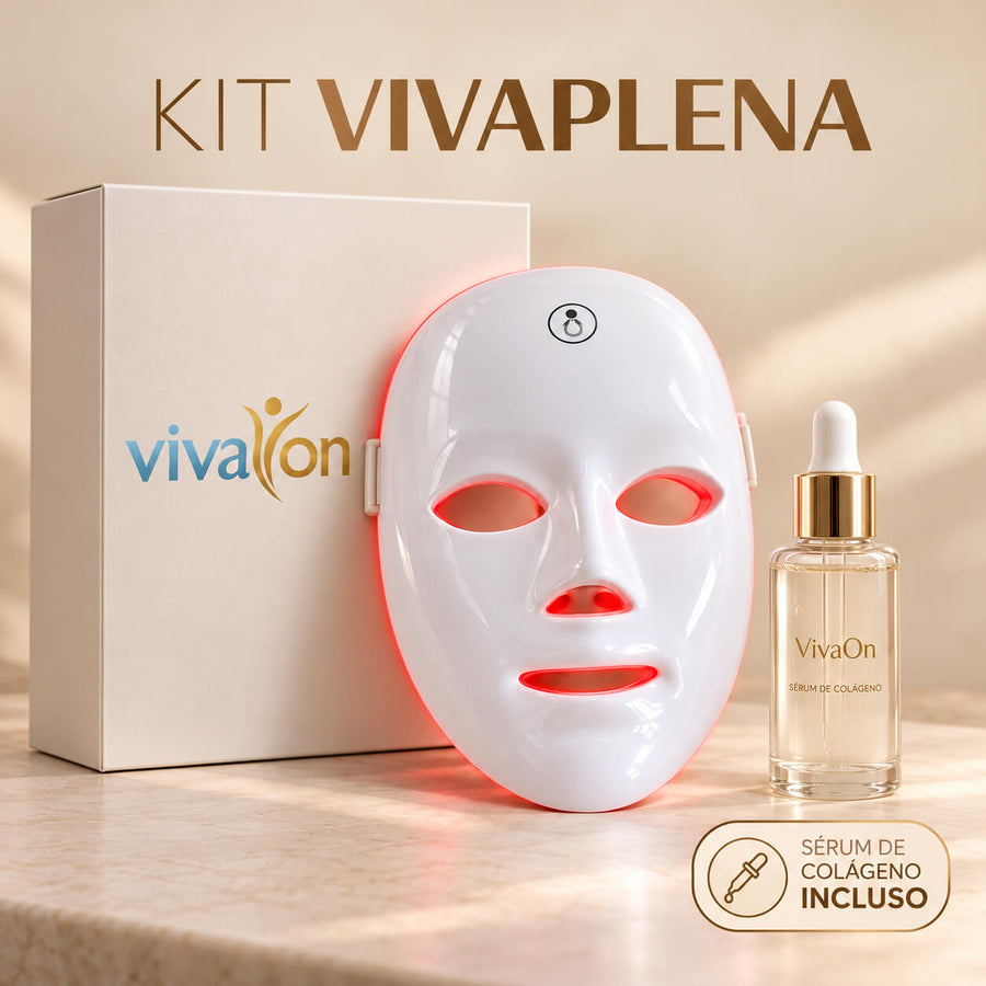 Kit Completo: máscara de LED, sérum de colágeno e massageador facial LED